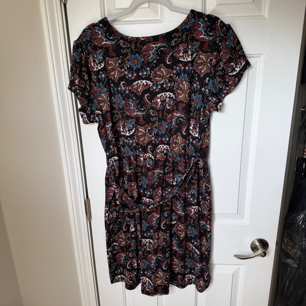 Loveapella Plus size Black blue red and white Paisley Dress